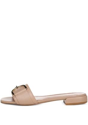 Poche Paris Rose buckle leather slides - Neutrals