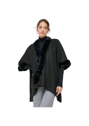 Morgan faux-fur-trim cape - Black
