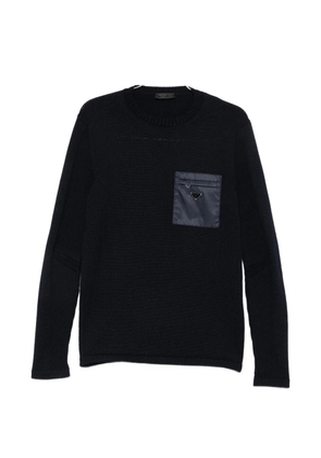 Prada logo-plaque zip-pocket wool jumper - Blue