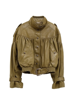 Chloé belted gathered leather jacket - Green