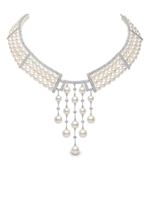 Yoko London 18kt white gold Raindrop Akoya Pearl and diamond necklace - Silver