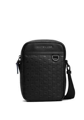 Tommy Hilfiger logo-detail textured messenger bag - Black
