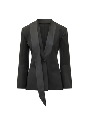 The Attico asymmetric-scarf lapel blazer - Black