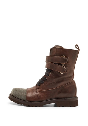 Brunello Cucinelli cap-toe combat boots - Brown