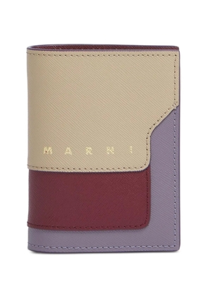Marni taupe, ruby and purple saffiano-leather bifold wallet - Red