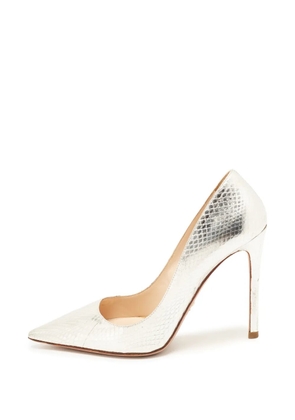 Prada Pre-Owned snakeskin-embossed pointed-toe pumps - Silver