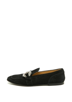 Jimmy Choo Pre-Owned Mani crystal-buckle loafers - Black