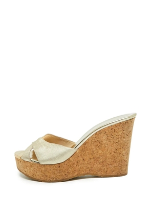 Jimmy Choo Pre-Owned Prima wedge sandals - Gold