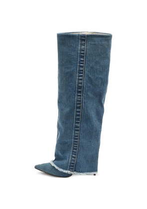 Le Silla pointed-toe denim mid-calf boots - Blue