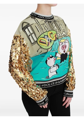 Dolce & Gabbana sequin-embellished graphic-print sweater - Neutrals