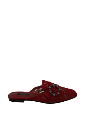 Dolce & Gabbana crystal-embellished lace sandals - Red