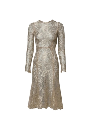 Dolce & Gabbana floral-lace A-line midi dress - Gold