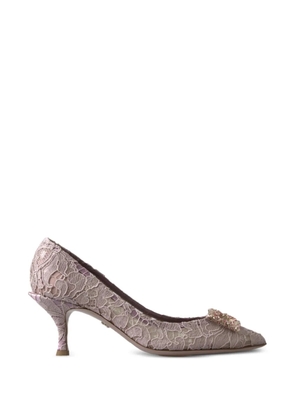 Dolce & Gabbana crystal-embellished lace pumps - Purple