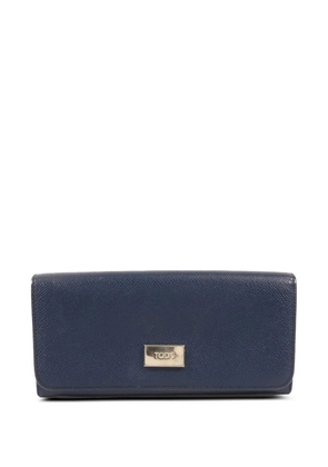 Tod's Vintage logo-plaque leather long wallet - Blue
