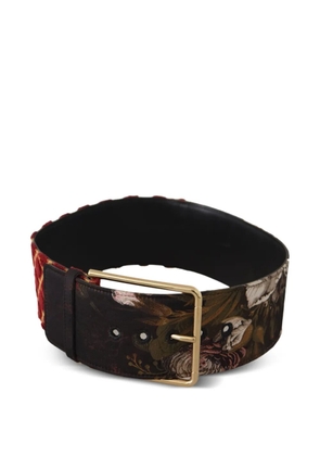 Dolce & Gabbana floral-print wide belt - Brown