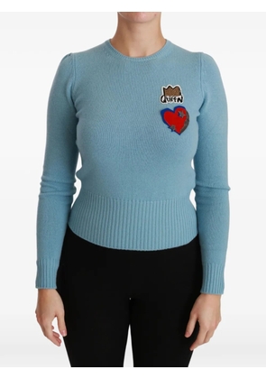 Dolce & Gabbana heart-patch slim-fit sweater - Blue