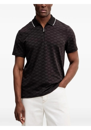 Michael Kors monogram-pattern zipped polo shirt - Black