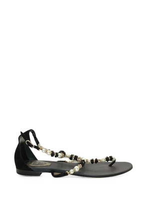 René Caovilla pearl crystal-embellished T-strap sandals - Black