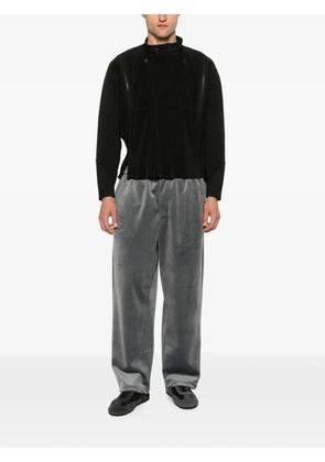 Y-3 logo-print wide-leg velvet-texture trousers - Grey