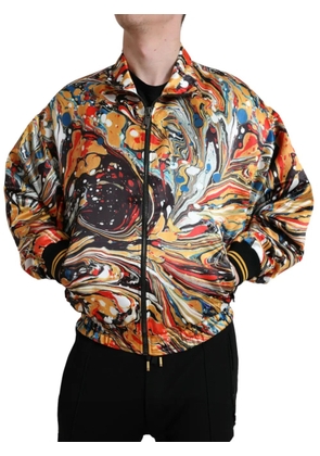 Dolce & Gabbana marble-print lightweight jacket - Yellow