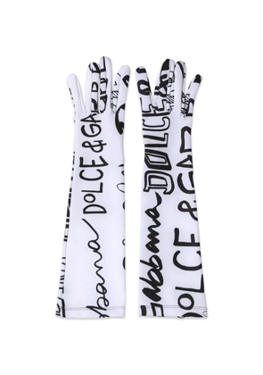 Dolce & Gabbana DG logo-print elbow-length gloves - White