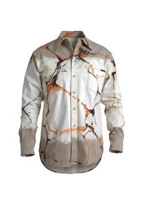 Dolce & Gabbana marble-print denim shirt - White