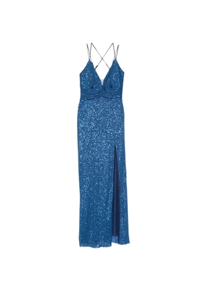 Hanita sequin-embellished side-slit maxi dress - Blue