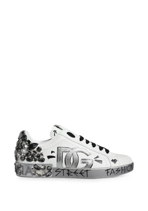 Dolce & Gabbana Portofino crystal-embellished sneakers - White