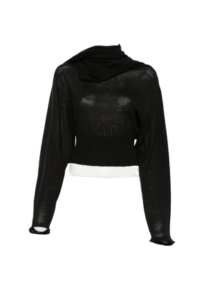 Rick Owens draped-neck ribbed top - Black