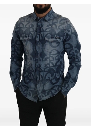 Dolce & Gabbana DG logo-print denim shirt - Blue