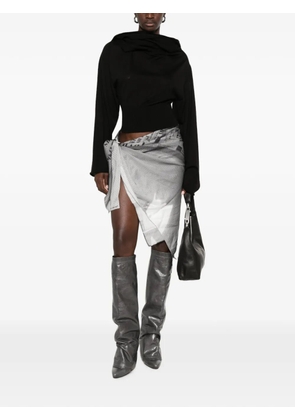 Rick Owens draped-neck ribbed top - Black