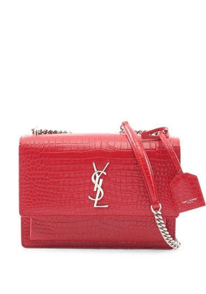 Saint Laurent Pre-Owned 2010s Sunset croc-embossed shoulder bag - Red
