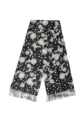 Dolce & Gabbana celestial-print fringed-detail scarf - Black