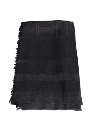Gianfranco Ferré logo-patterned fringed scarf - Grey