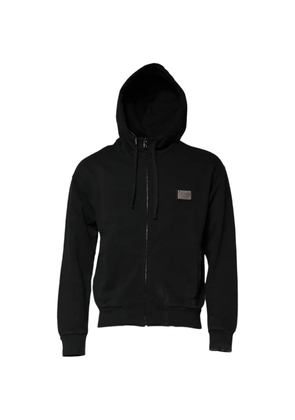 Dolce & Gabbana logo-plaque zip-up hoodie - Black