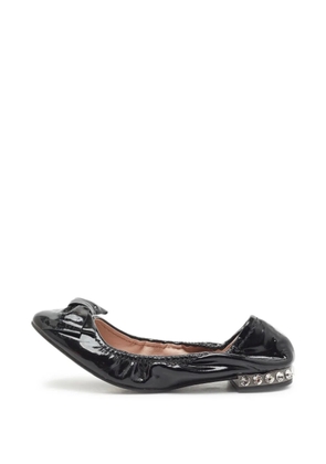 Miu Miu Pre-Owned crystal-embellished bow-detail ballet flats - Black