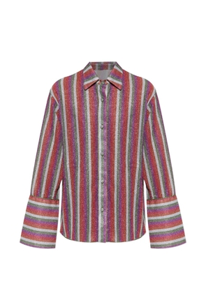 Oséree Lumière striped lurex-thread shirt - Red