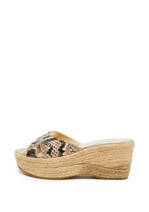 Jimmy Choo Pre-Owned Dovina python-embossed espadrille sandals - Neutrals