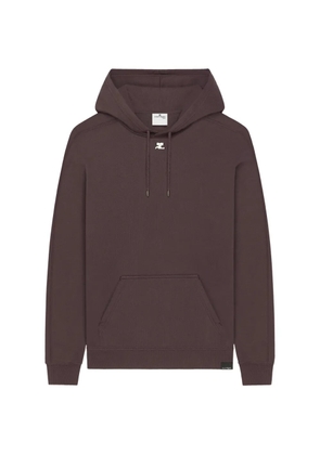 Courrèges logo-patch cotton hoodie - Brown