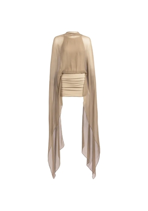 Silvia Tcherassi Kedar cape-overlay ruched mini dress - Neutrals