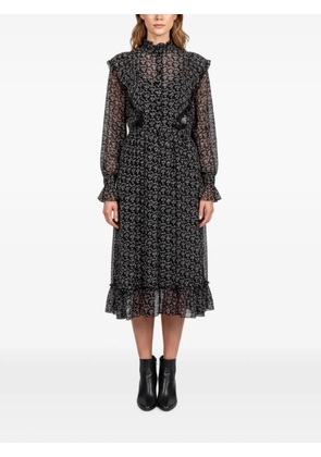 See by Chloé floral-print ruffle midi dress - Black