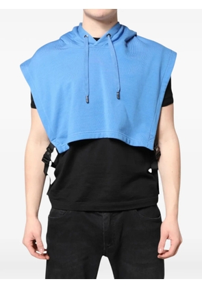 Dolce & Gabbana cropped logo-patch hoodie - Blue