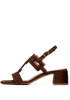 Poche Paris 50mm Valerie T-bar block-heel sandals - Brown