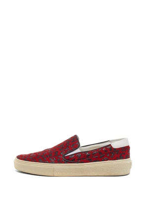Saint Laurent Pre-Owned leopard-print sneakers - Red