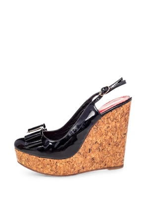 Carolina Herrera Vintage bow wedge sandals - Black