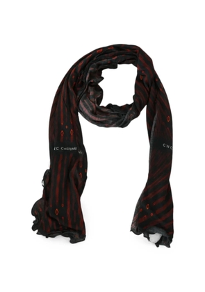 Costume National diamond-pattern stripe-print scarf - Black