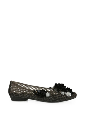 HEAVENLY JELLY Lily floral-appliqué ballet flats - Black