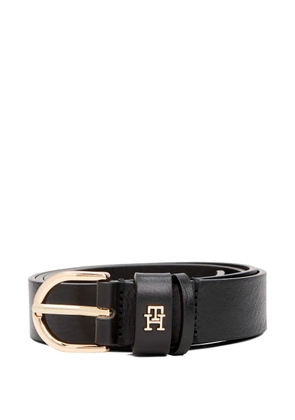 Tommy Hilfiger logo-plaque leather belt - Black