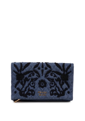 Prada Pre-Owned 2010-2013 Embroidered Denim Impunto clutch bag - Blue