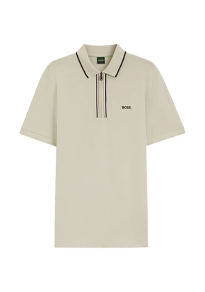 BOSS zip-fastening logo-print polo shirt - Neutrals